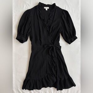Topshop front wrap mini dress with ribbon tie; black (size 4 US)